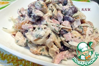 Рецепт: Баварский салат из копченой курицы с фасолью